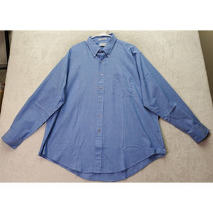 Ketch Dress Shirt Mens Size 18 Blue Cotton Long Sleeve Pocket Collar Button Down